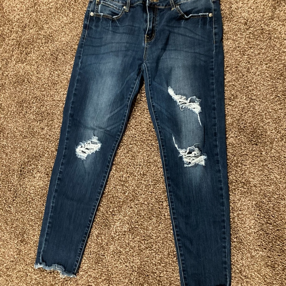 Just USA Dark Blue Distressed Skinny Jeans